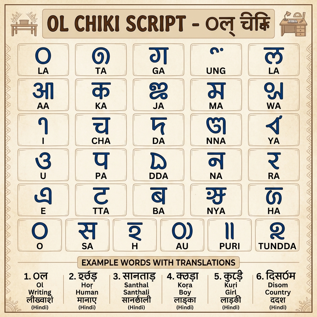 ओल चिकी लिपि – संथाली भाषा की स्वदेशी लिपि